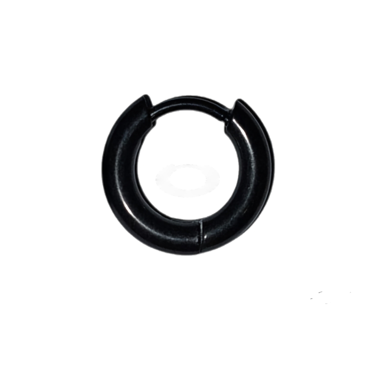 Серьга-кольцо хард обманка (титан, черный) (ea-023)