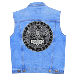 Нашивка наспинна Молот Тора з вовками в рунічному колі