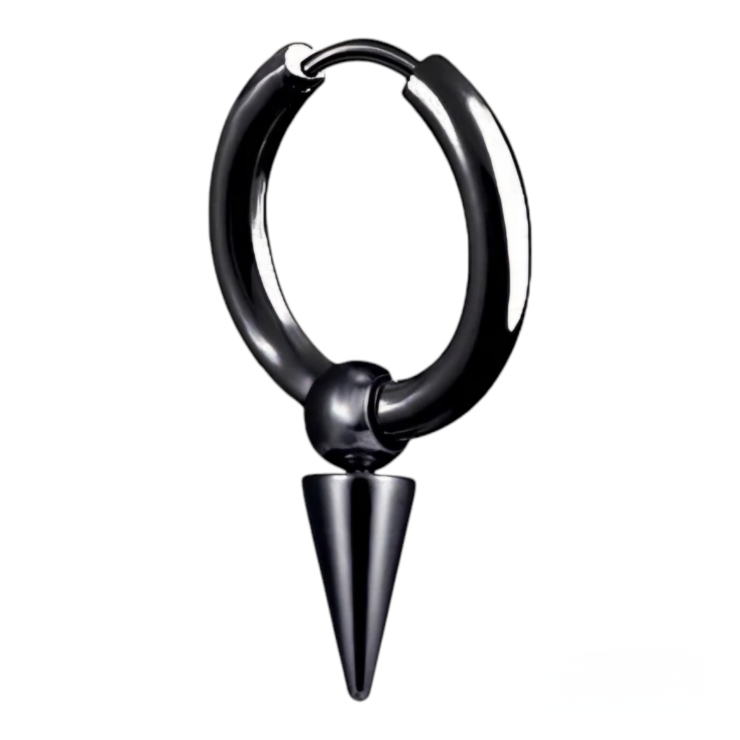 ерьга-кольцо хард обманка с шипом (титан, черный) (ea-056) ерьга-кольцо хард обманка с шипом (титан, черный) (ea-056)