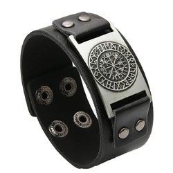 Браслет на кнопках с металлической вставкой Vegvisir (Вегвизир в руническом круге) (bpm-018)