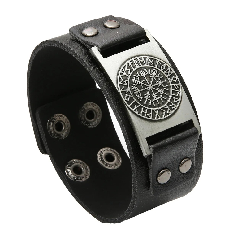 Браслет на кнопках с металлической вставкой Vegvisir (Вегвизир в руническом круге) (bpm-018) Браслет на кнопках с металлической вставкой Vegvisir (Вегвизир в руническом круге) (bpm-018)