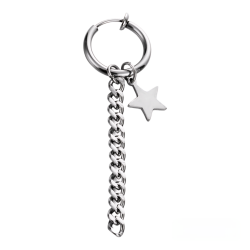 Серьга-обманка без прокола с цепочкой и звездой (мед. сталь, стальной) ea-058