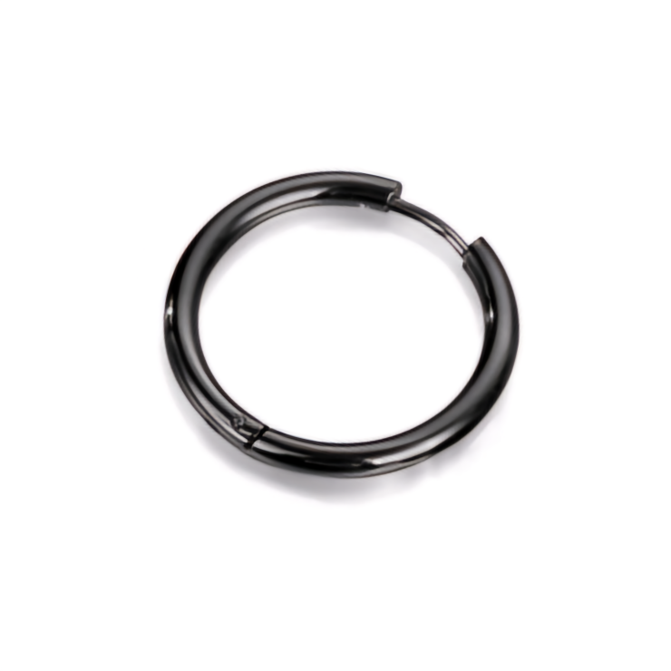 Серьга-кольцо хард обманка большая (титан, цвет черный, 23мм) ea-062 Серьга-кольцо хард обманка большая (титан, цвет черный, 23мм) ea-062