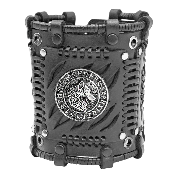 Браслет Стимпанк широкий Волк в руническом круге (bsp-73) Браслет Стимпанк широкий Волк в руническом круге (bsp-73)