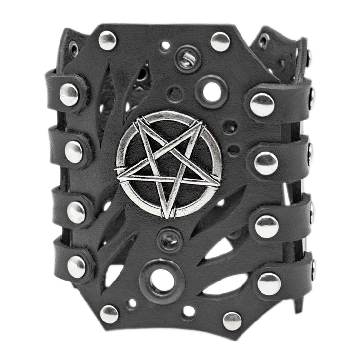 Браслет кожаный фигурный с пентаграммой (bsl-008) Браслет кожаный фигурный с пентаграммой (bsl-008)