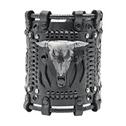 Браслет Стимпанк с черепом быка, черный (bsp-74) Браслет Стимпанк с черепом быка, черный (bsp-74)