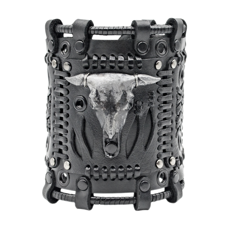 Браслет Стимпанк с черепом быка, черный (bsp-74)
