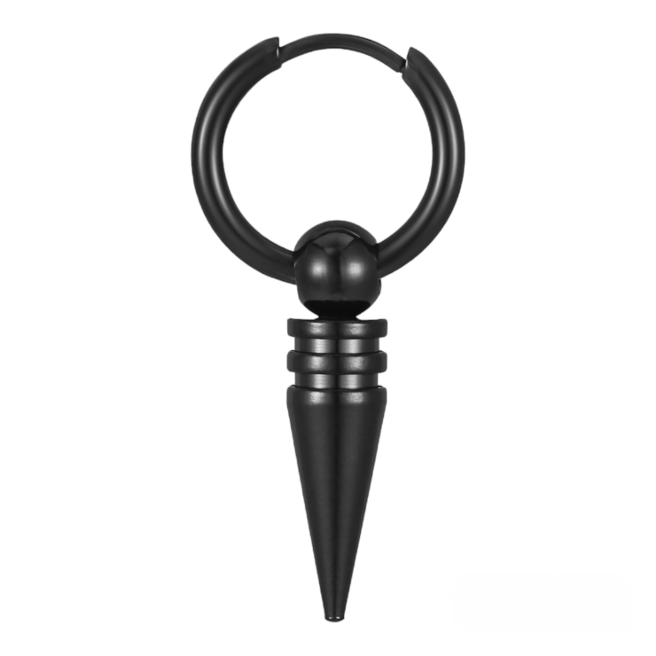 Серьга-кольцо с подвеской в ​​виде пули (титан, черный) ea-133