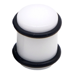Плаг с резиновым фиксатором (акрил, цвет белый, 10 мм) (p-001)