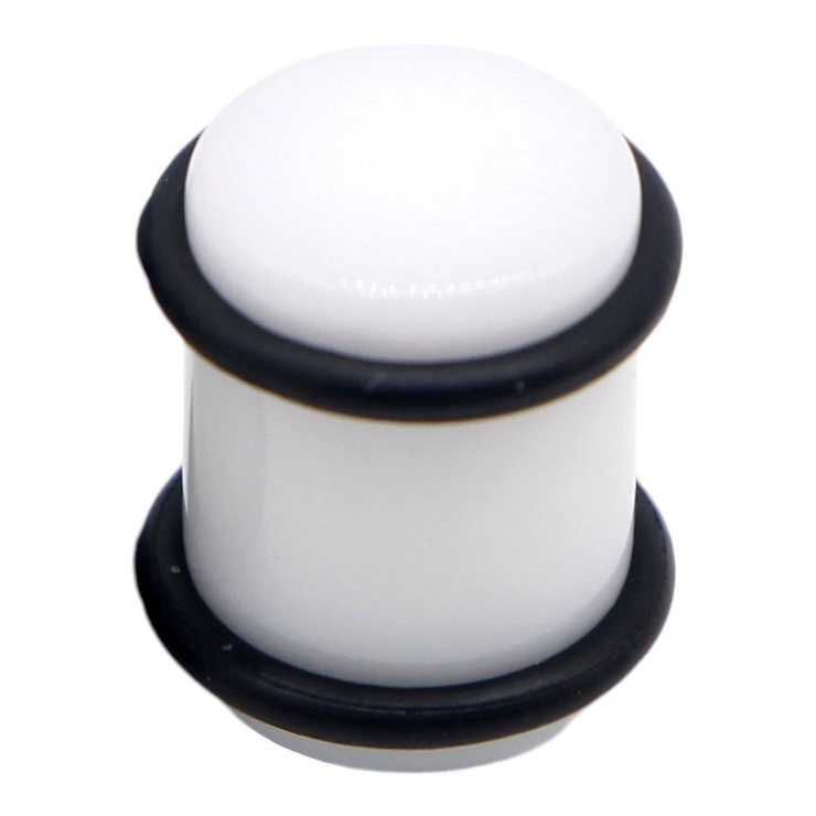 Плаг з гумовим фіксатором (акрил, колір білий, 10 мм) (p-001)