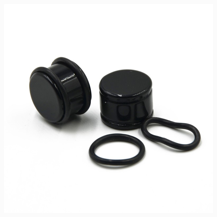 Плаг с резиновым фиксатором (акрил, цвет черный, 20мм) p-006 Плаг с резиновым фиксатором (акрил, цвет черный, 20мм) p-006