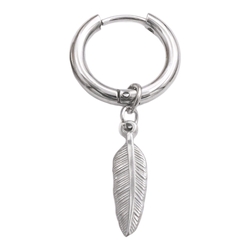 Серьга-кольцо хард обманка с пером (мед.сталь, стальной) (ea-140)