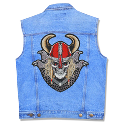 Нашивка наспинная Череп Викинга с воронами