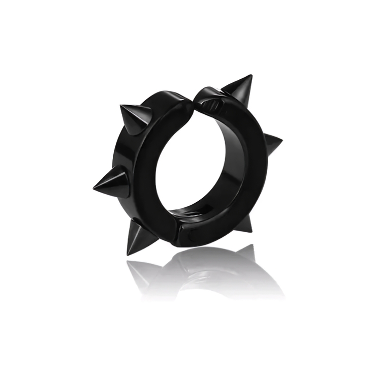 Сережка-обманка з шістьма шипами (кліпса, колір чорний, без проколу, титан) ea-143 Сережка-обманка з шістьма шипами (кліпса, колір чорний, без проколу, титан) ea-143