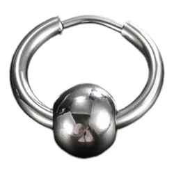 Серьга-кольцо хард обманка с шариком (хир.сталь, стальной, 17 мм) ea-147