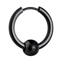 Серьга-кольцо хард обманка с шариком (титан, черный, 19 мм) ea-153
