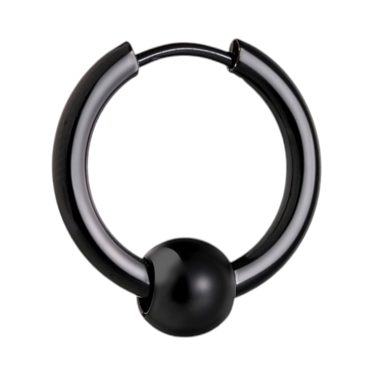 Серьга-кольцо хард обманка с шариком (титан, черный, 19 мм) ea-153 Серьга-кольцо хард обманка с шариком (титан, черный, 19 мм) ea-153