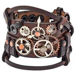 Кожаный Браслет Стимпанк коричневый (bsp-76)