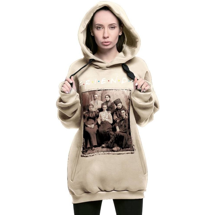 Бежевое худи Urbanist Друзі-поети (оверсайз)