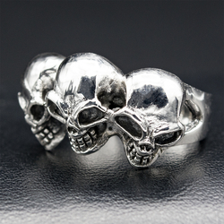 Перстень (thrg-001) Три черепи прибульців (срібло, 925 проба)