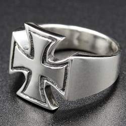 Перстень (thrg-005) Залізний хрест (срібло, 925 проба)