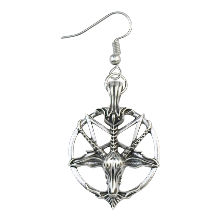 Сережка-гачок Пентаграма з козлом (срібний колір) ea-168 Сережка-гачок Пентаграма з козлом (срібний колір) ea-168