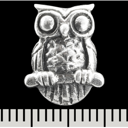 Серьга-гвоздик Сова на ветке (серебро, 925 проба) (st-037)