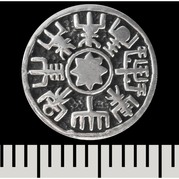 Серьга-гвоздик Рунический компас (серебро, 925 проба) (st-038) Серьга-гвоздик Рунический компас (серебро, 925 проба) (st-038)