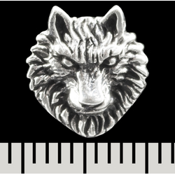 Серьга-гвоздик Голова волка (серебро, 925 проба) (st-045)