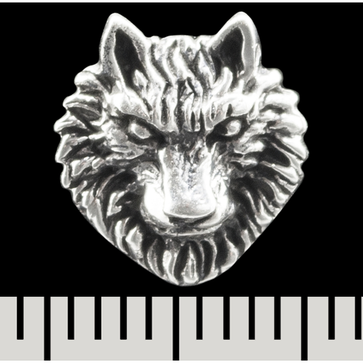 Сережка-гвоздик Голова вовка (срібло, 925 проба) (st-045)