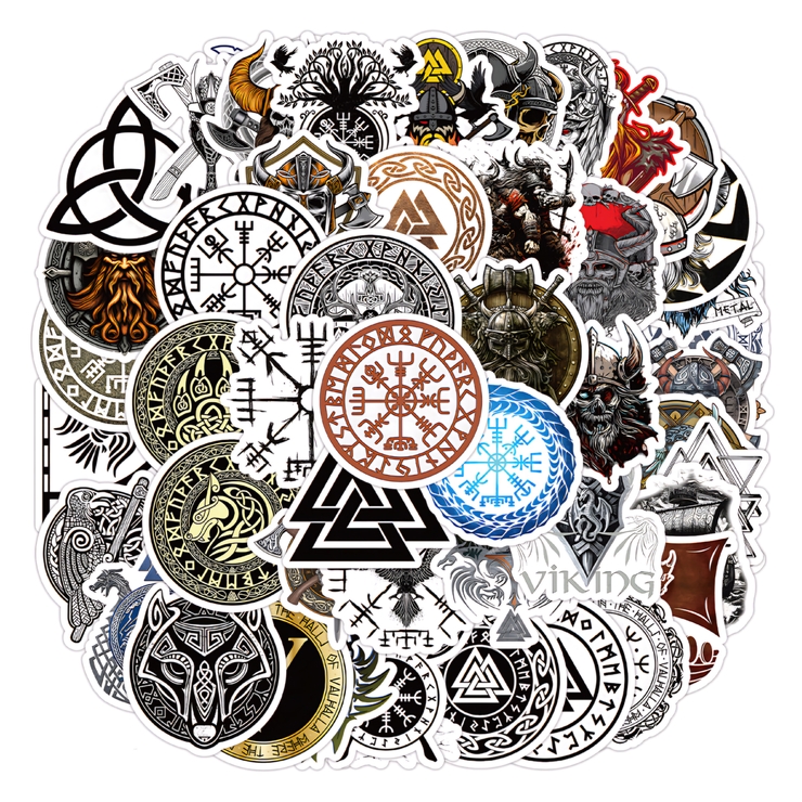Набір стікерів Вікінги - 6 (скандинавська символіка, 50 шт.) stk-094 Набір стікерів Вікінги - 6 (скандинавська символіка, 50 шт.) stk-094