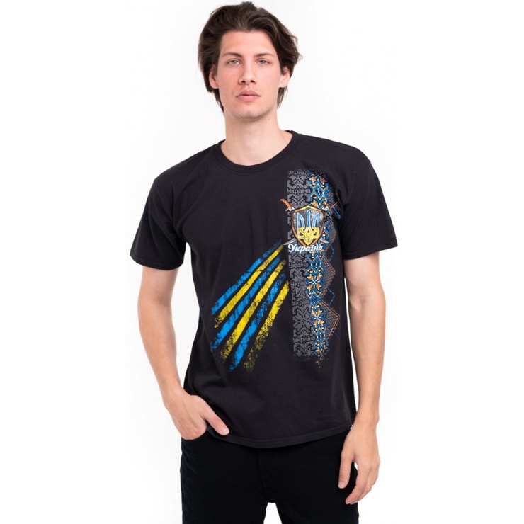 Чорна футболка Urbanist Тризуб (візерунок)