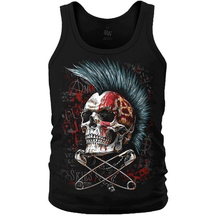 Майка Череп с ирокезом – Anarchy (булавки) Майка Череп с ирокезом – Anarchy (булавки)