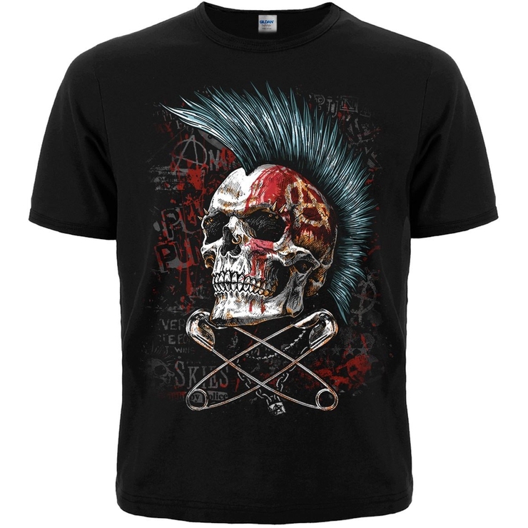 Футболка Череп з ірокезом - Anarchy (булавки) Футболка Череп з ірокезом - Anarchy (булавки)