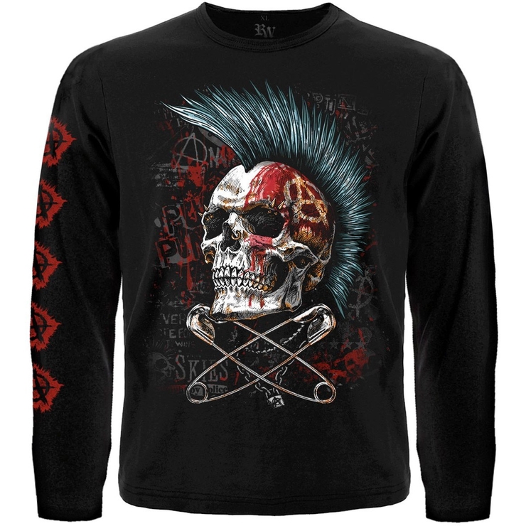 Футболка з довгим рукавом Череп з ірокезом - Anarchy (булавки)