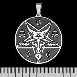 Кулон Пентаграмма с козлом - 666, медальон (ptsb-226)