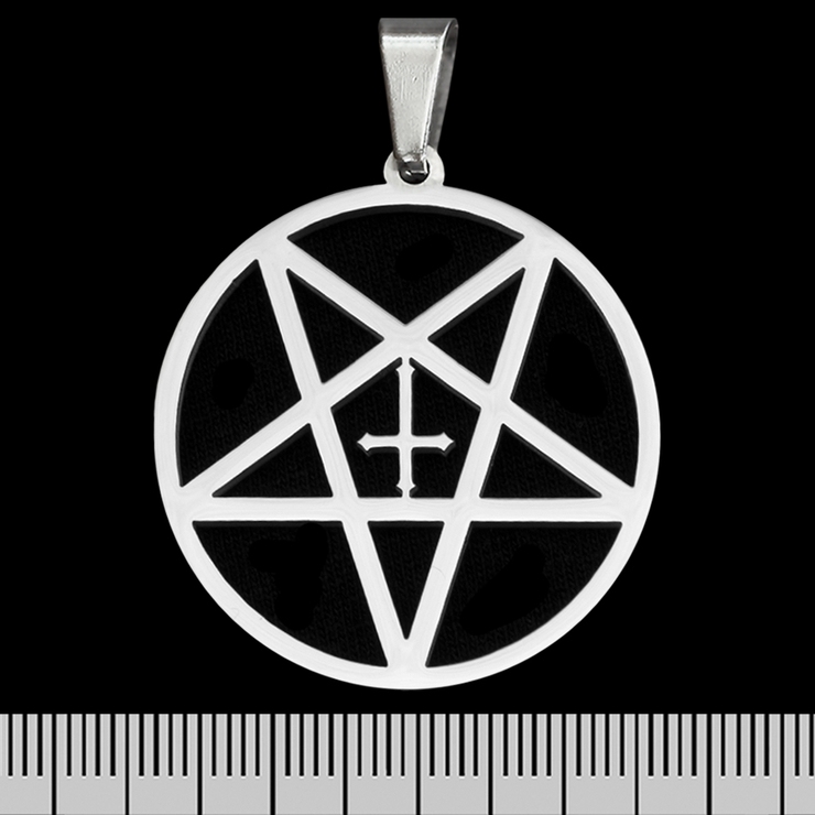 Кулон Перевернута пентаграма з хрестом, круглий (ptsb-230)