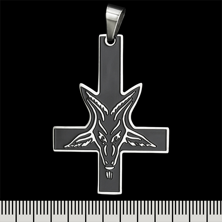 Кулон Перевернутий хрест з козлом, чорний фігурний (ptsb-236) Кулон Перевернутий хрест з козлом, чорний фігурний (ptsb-236)