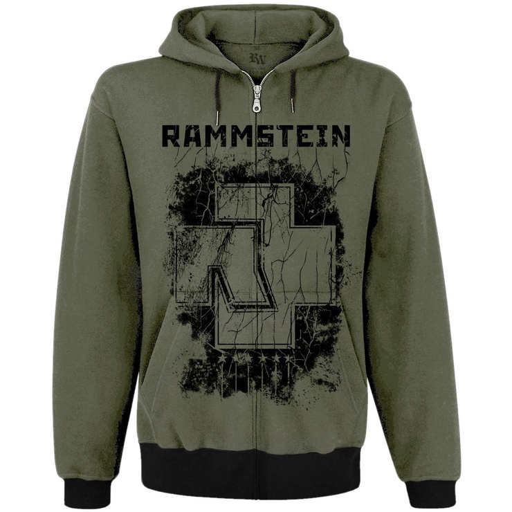 Оливкове худі Rammstein "Haifisch" на блискавці