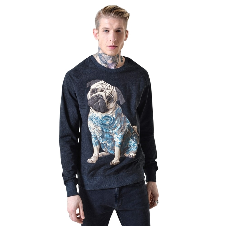 Світшот Urbanist з мопсом (Tattoo Pug), dark grey Світшот Urbanist з мопсом (Tattoo Pug), dark grey