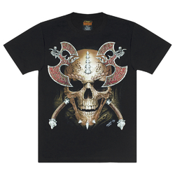 Футболка Боевые топоры сквозь череп (светится в темноте)