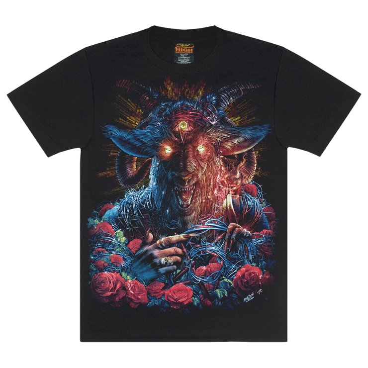 Футболка Бафомет опутанный розами (светится в темноте) Футболка Бафомет опутанный розами (светится в темноте)