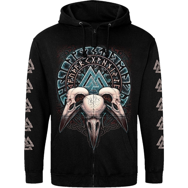 Худи на молнии Just Hoods - Валькнут (три черепа воронов) Худи на молнии Just Hoods - Валькнут (три черепа воронов)