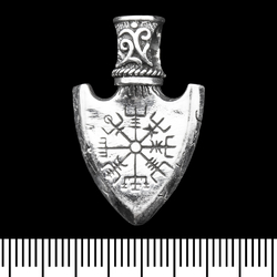 (sp-245) Кулон Наконечник стріли з Валкнутом та Вегвізиром (срібло, 925 проба)