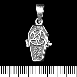 (sp-248) Кулон Труна, що відкривається зі скелетом та пентаграмою (срібло, 925 проба)
