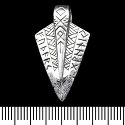 (sp-246) Кулон Наконечник стріли з Рунами (срібло, 925 проба)