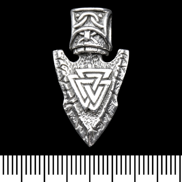 Кулон Наконечник стрелы с Валкнутом (серебро, 925 проба) (sp-247) Кулон Наконечник стрелы с Валкнутом (серебро, 925 проба) (sp-247)