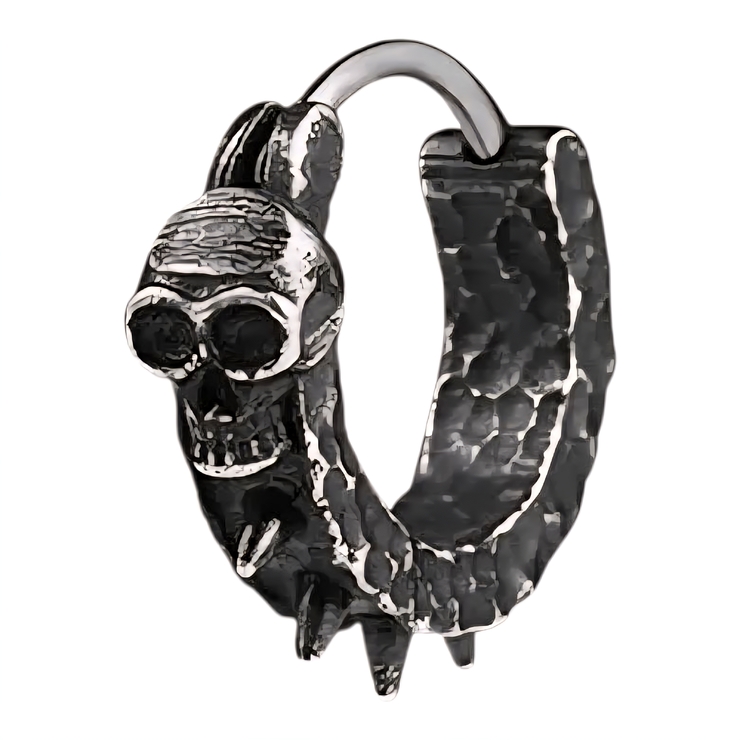 Сережка-кільце з Черепом та шипами, чорна (ea-170)