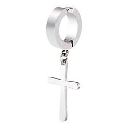 Серьга-обманка (ea-173) с подвеской Крест (хирургическая сталь, стальной)