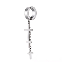 Серьга-обманка с тремя крестами на цепочках (ea-174)